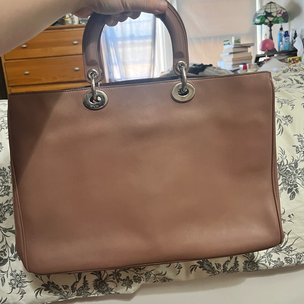 Christian Dior large Diorissimo Leather Satchel Dusty Rose-Taupe removable pouch - Picture 4 of 16